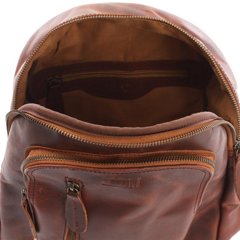 Leconi kleiner Rucksack Freizeitrucksack Lederrucksack Leder braun LE1011 Vierteljährliche Förderung