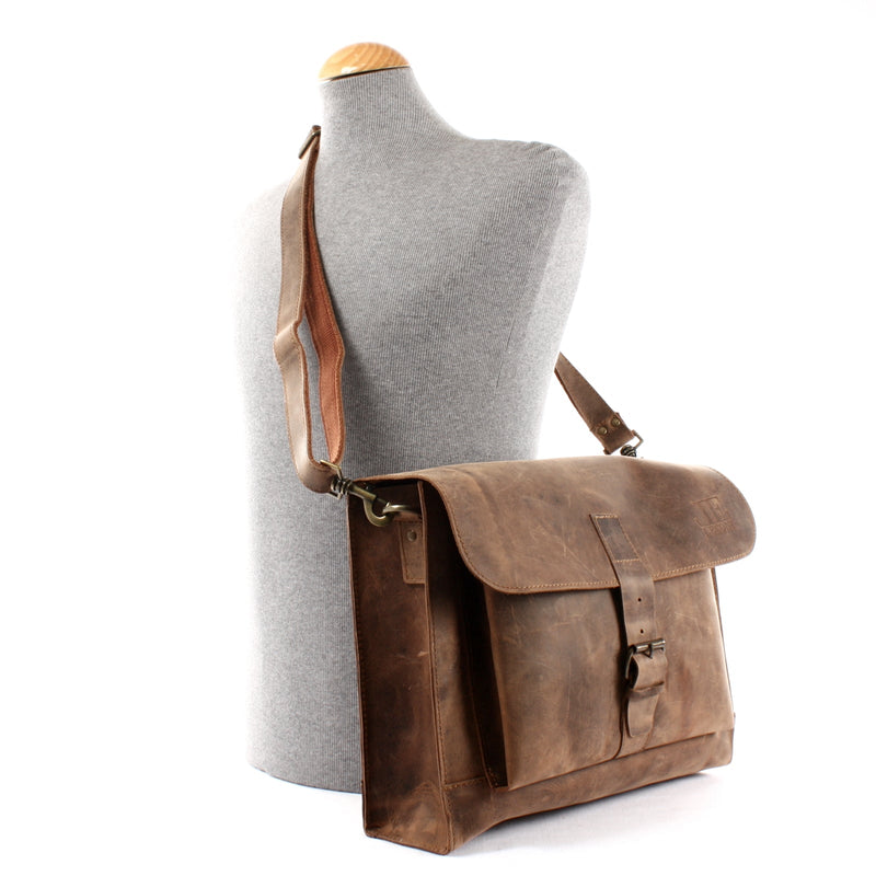 Leconi Messenger Bag Aktentasche Damen Herren Leder vintage braun LE3054 Bis zu 55% Rabatt