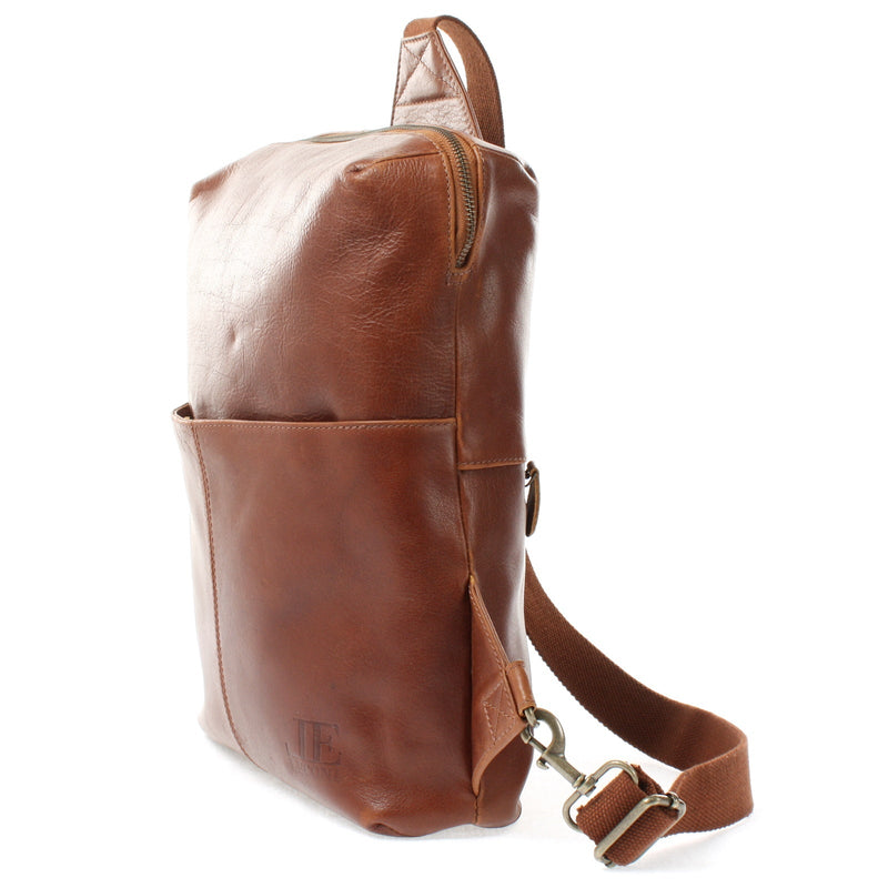 Leconi Crossbag Bodybag Lederrucksack Freizeit Rucksack Damen Herren Leder braun LE1029 Discount Store für neue Produkte