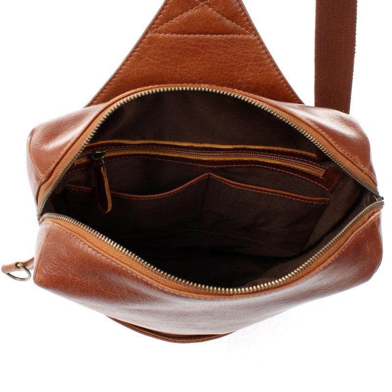 Leconi Crossbag Bodybag Lederrucksack Freizeit Rucksack Damen Herren Leder braun LE1029 Discount Store für neue Produkte