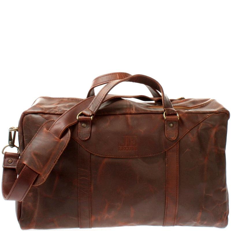 Leconi kleine Reisetasche Weekender Handgepäck Leder braun LE2009