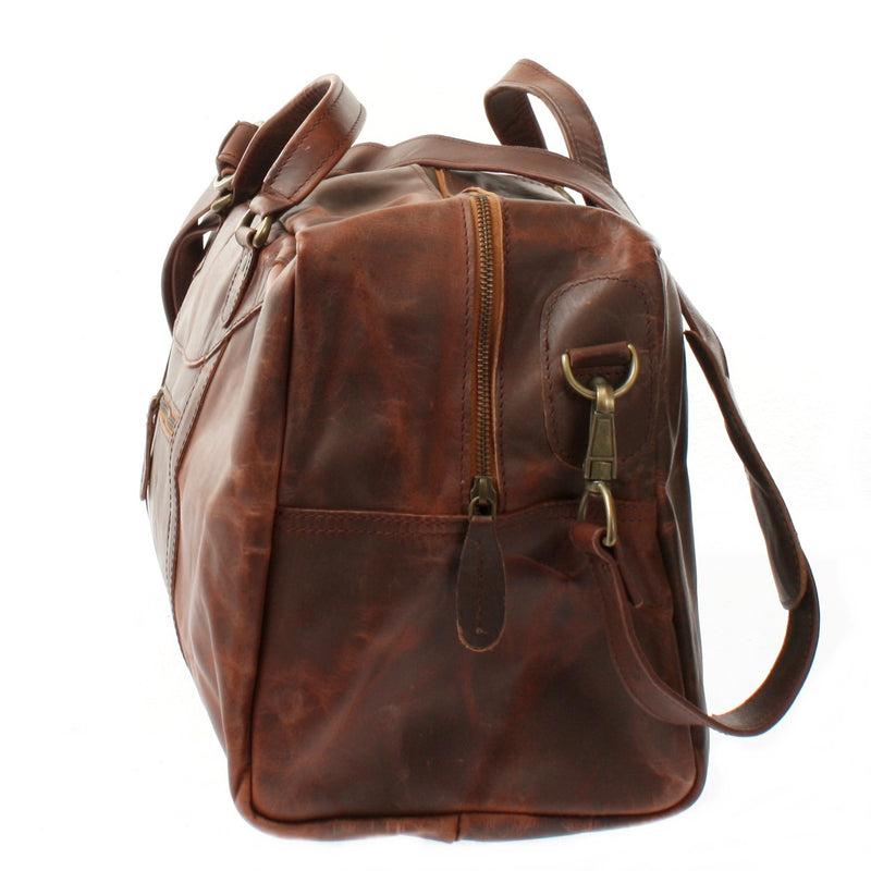 Leconi kleine Reisetasche Weekender Handgepäck Leder braun LE2009 Super Rabatt