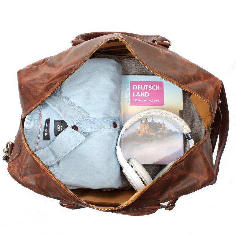 Leconi kleine Reisetasche Weekender Handgepäck Leder braun LE2009 Super Rabatt
