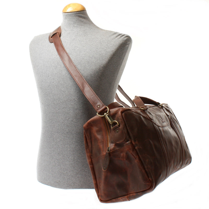 Leconi kleine Reisetasche Weekender Handgepäck Leder braun LE2009 Super Rabatt