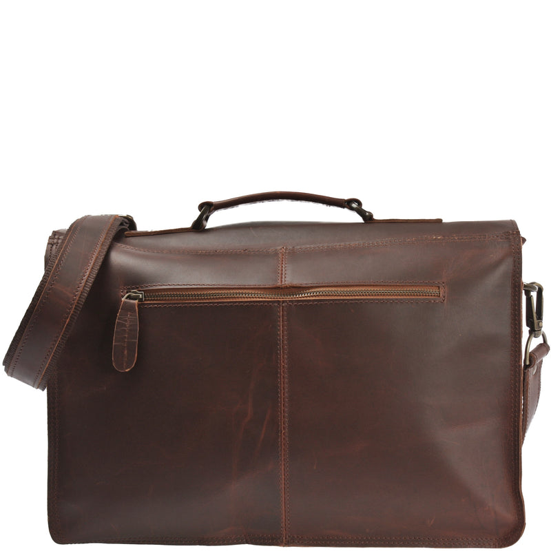 Leconi Aktentasche Businesstasche Messenger Bag Vintage Leder braun LE3008 Kostenloser Versand international