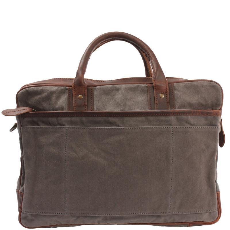 Leconi Aktentasche Handgepäck Trolleytasche Canvas Leder grau LE3066 Fabrikladen