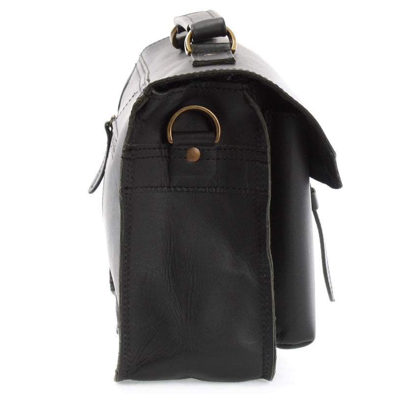Leconi kleine Arbeitstasche Ledertasche Umhängetasche Leder schwarz LE3023 Speichern exportieren