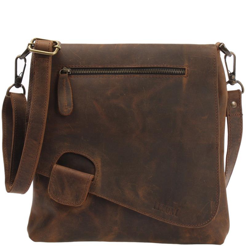 Leconi Umhängetasche Ledertasche Schultertasche Leder schlamm LE3027