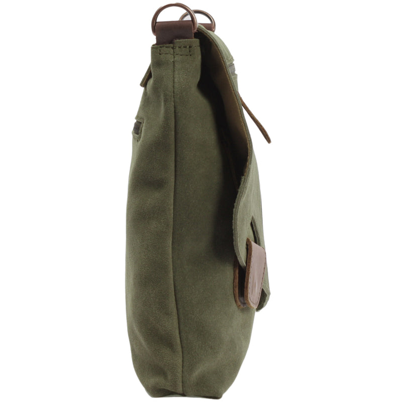 Leconi Umhängetasche Ledertasche Damen Schultertasche Wildleder grün LE3027 zollfrei