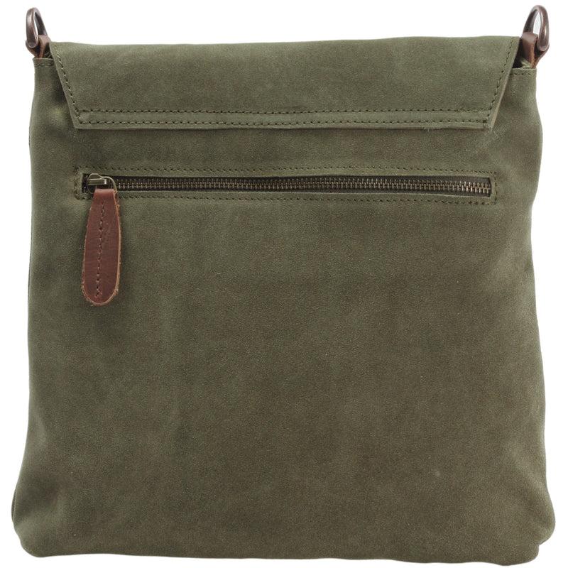 Leconi Umhängetasche Ledertasche Damen Schultertasche Wildleder grün LE3027 zollfrei
