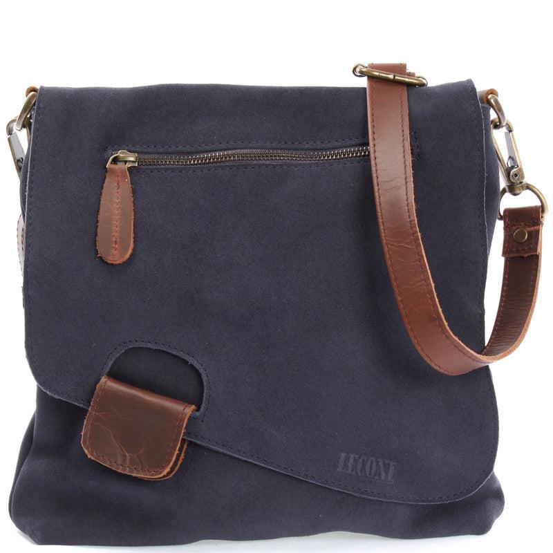 Leconi Umhängetasche Damentasche Wildleder Leder indigo blau LE3027 2025