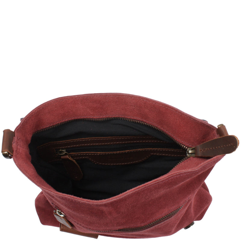 Leconi Umhängetasche Ledertasche Damen Schultertasche Wildleder bordeaux LE3027 Online