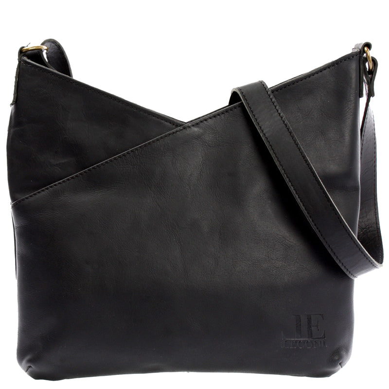 Leconi Damentasche Umhängetasche Handtasche Leder schwarz LE0065 Outlet
