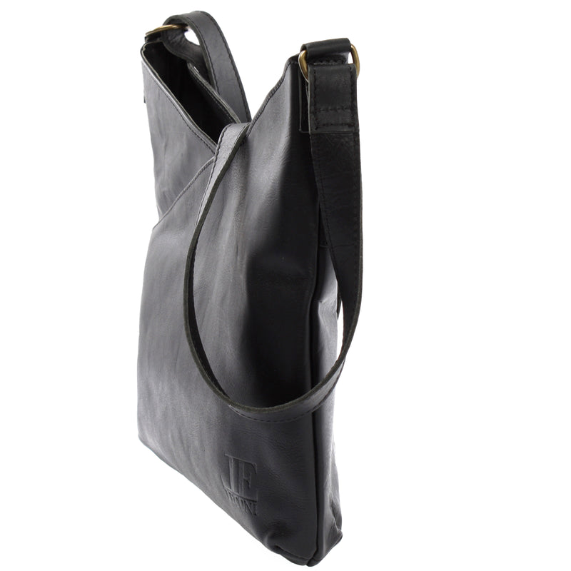 Leconi Damentasche Umhängetasche Handtasche Leder schwarz LE0065 Outlet