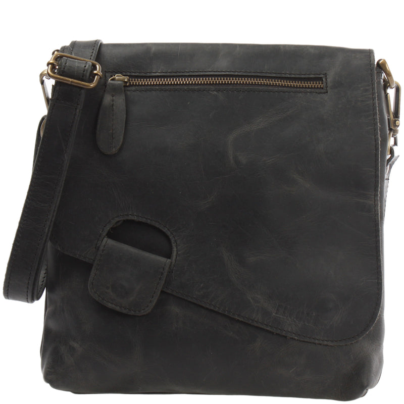 Leconi Umhängetasche Ledertasche Schultertasche Leder grau LE3027 Auslauf