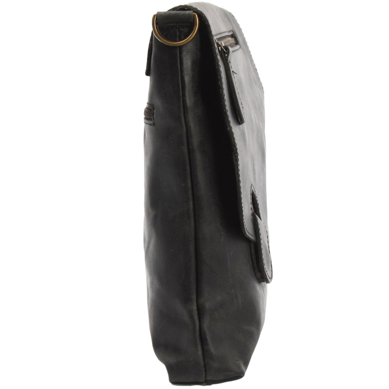 Leconi Umhängetasche Ledertasche Schultertasche Leder grau LE3027 Auslauf