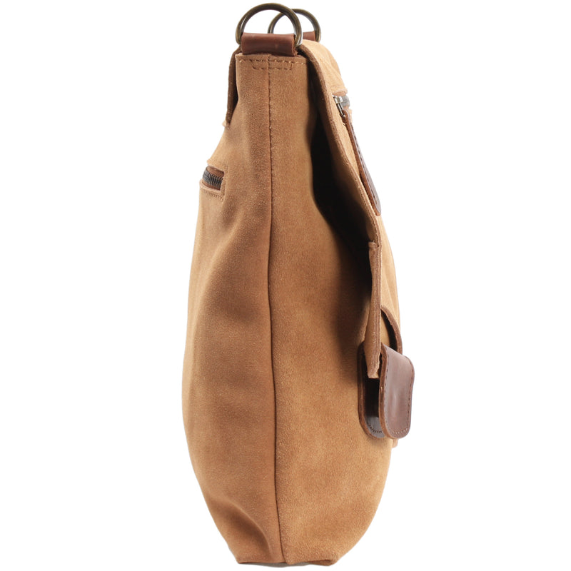 Leconi Umhängetasche Ledertasche Damen Schultertasche Wildleder cognac LE3027 Angebote