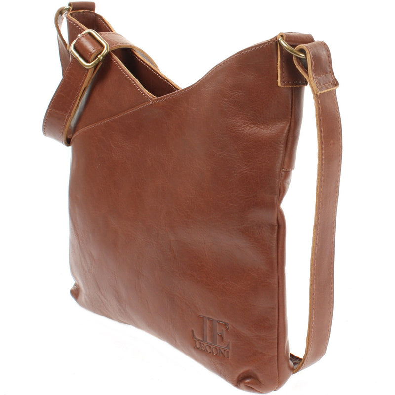 Leconi Schultertasche Umhängetasche Handtasche Leder braun LE0065 im Angebot