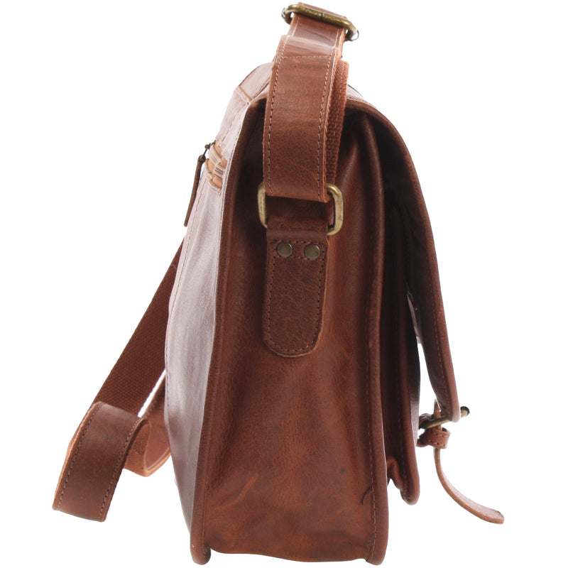 Leconi Umhängetasche Schultertasche Freizeittasche Büffelleder braun LE3085 Schlussverkauf