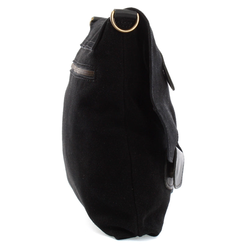 Leconi Umhängetasche Schultertasche Veloursleder schwarz LE3027 Blitzverkäufe