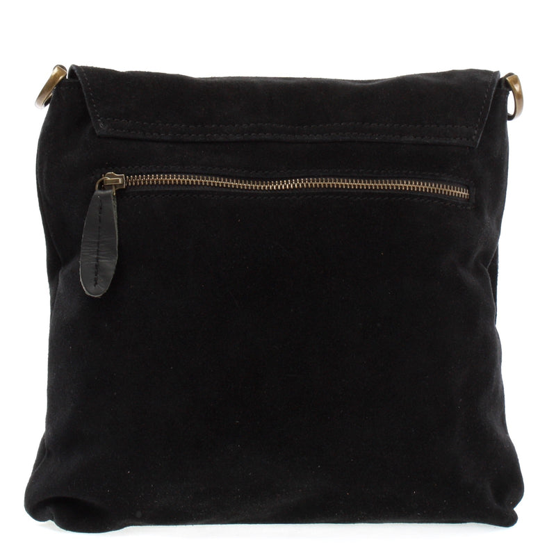 Leconi Umhängetasche Schultertasche Veloursleder schwarz LE3027 Blitzverkäufe
