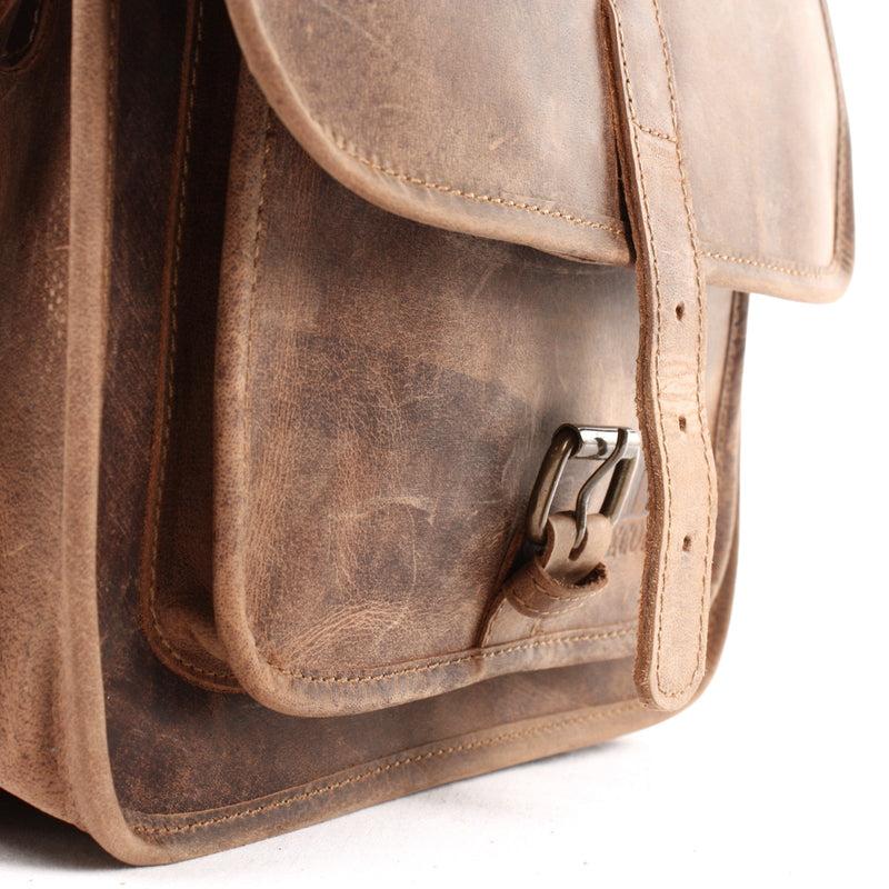 Leconi Umhängetasche Schultertasche Freizeittasche Büffelleder vintage braun LE3062 Fabrik Onlineshop