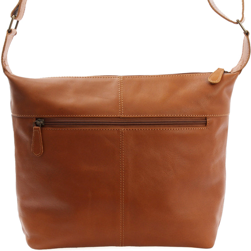 Leconi Umhängetasche Ledertasche Damentasche Leder cognac LE0064 Fabrikpreis