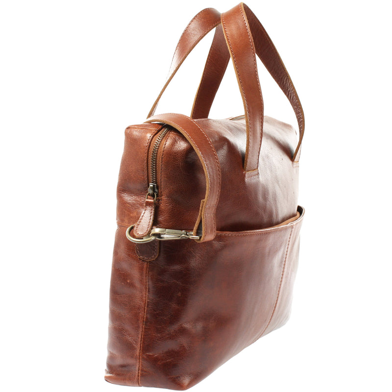 Leconi Schultertasche Henkeltasche Shopper Handtasche Damen Leder braun LE0059 Sonderangebot
