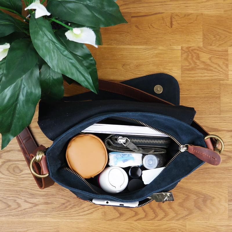 Leconi Umhängetasche Ledertasche Damen Schultertasche Wildleder anthrazit LE3027 Rabatt