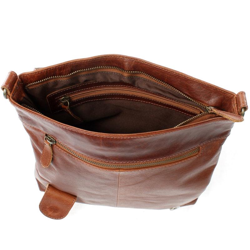 Leconi Umhängetasche Ledertasche Damen Schultertasche Leder braun LE3073 Günstig kaufen
