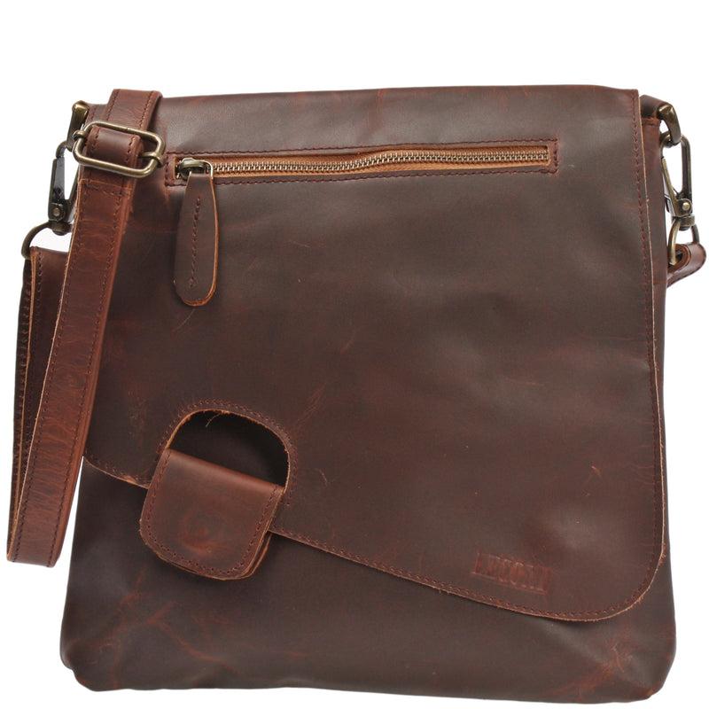 Leconi Umhängetasche Ledertasche Schultertasche Leder braun LE3027