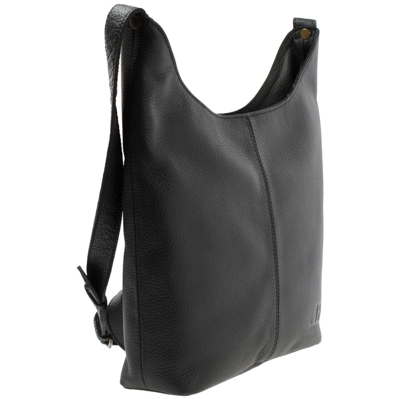 Leconi mittlere Umhängetasche Schultertasche Beuteltasche Damentasche Leder schwarz LE0072 Flash Sale
