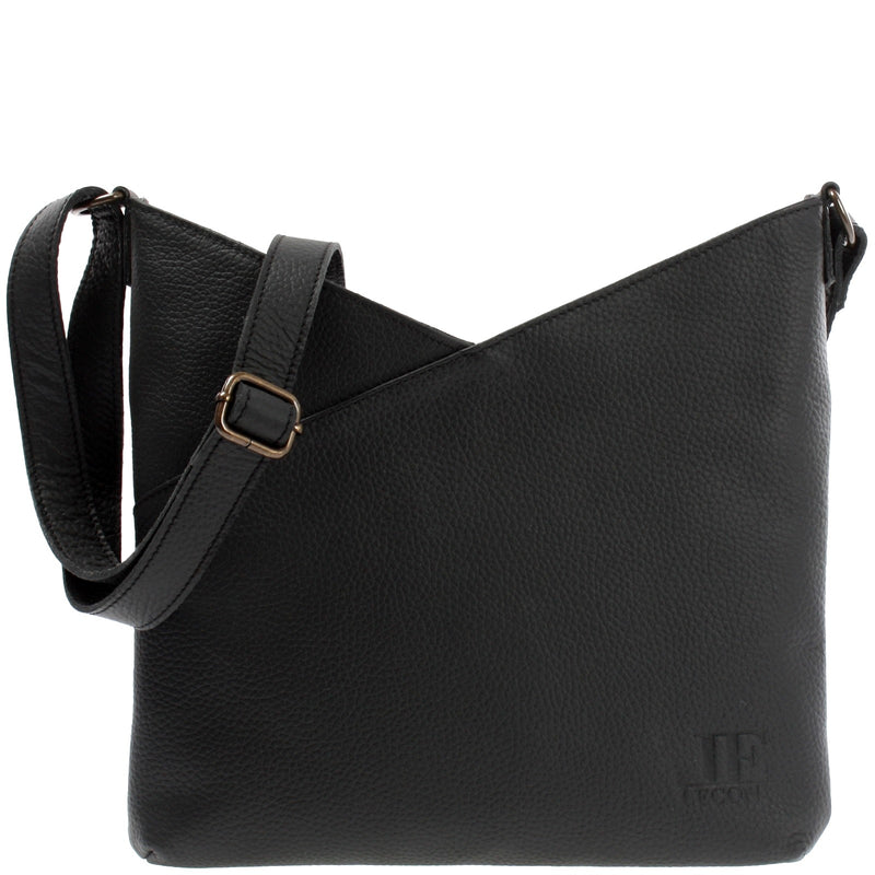 Leconi Damentasche Umhängetasche Handtasche Leder schwarz LE0065