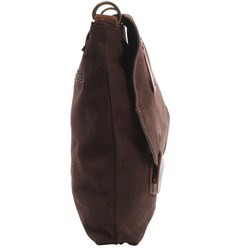 Leconi Umhängetasche Ledertasche Damen Schultertasche Wildleder dunkelbraun LE3027 Preisnachlass