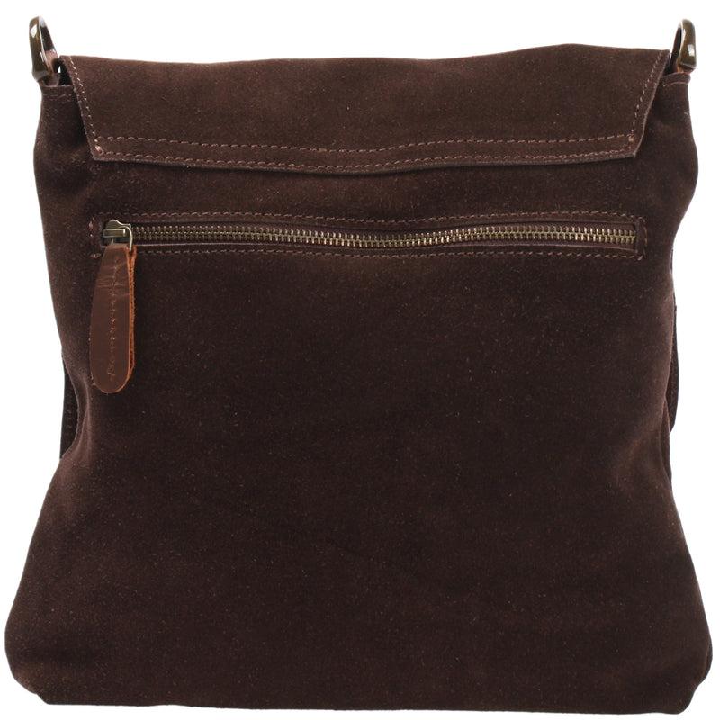 Leconi Umhängetasche Ledertasche Damen Schultertasche Wildleder dunkelbraun LE3027 Preisnachlass