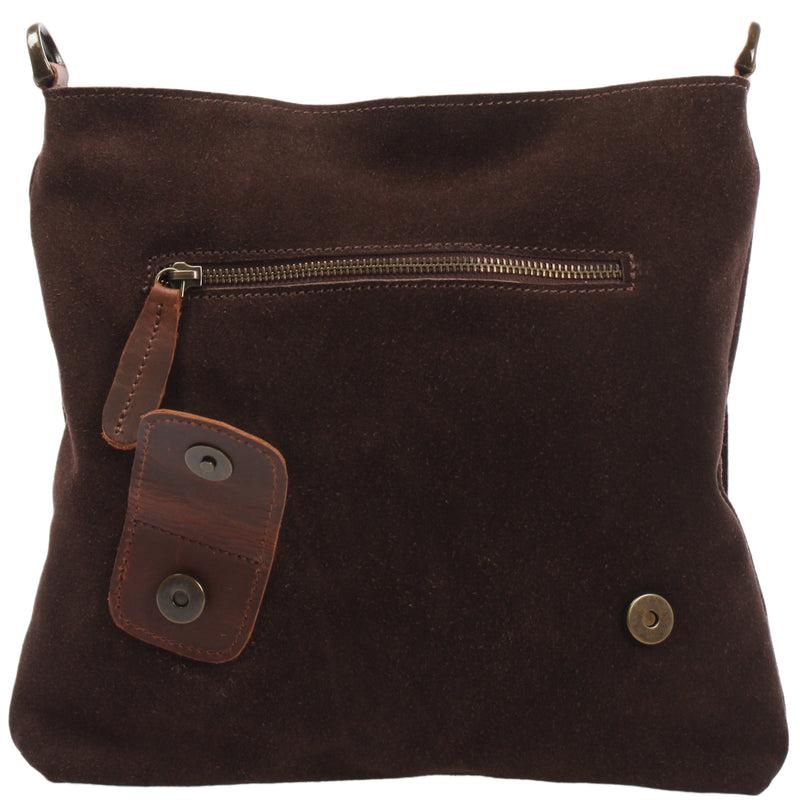 Leconi Umhängetasche Ledertasche Damen Schultertasche Wildleder dunkelbraun LE3027 Preisnachlass