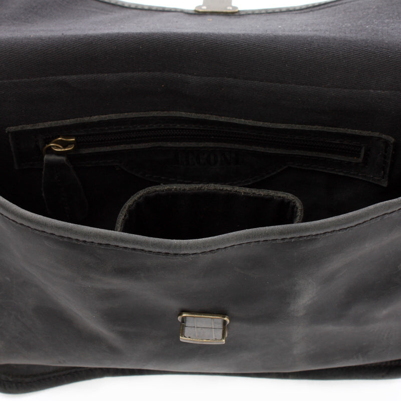 Leconi kleine Damentasche Umhängetasche Leder grau LE3041 Black Friday