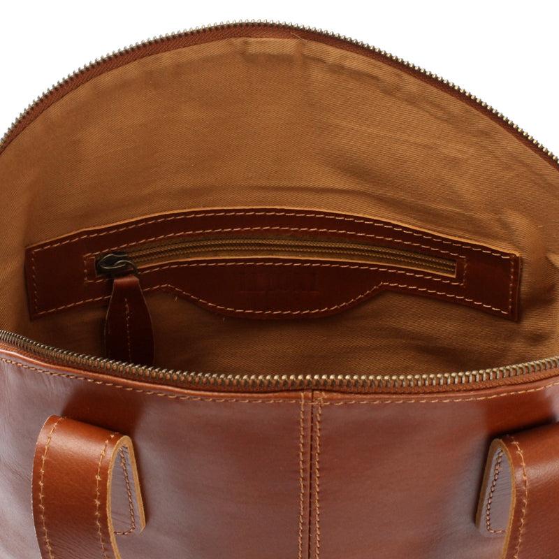Leconi Damentasche Henkeltasche Schultertasche Leder cognac LE0060 Cyber Monday
