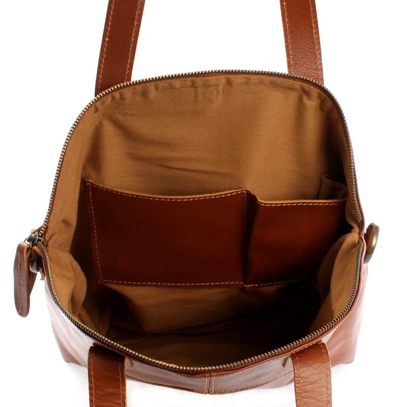 Leconi Damentasche Henkeltasche Schultertasche Leder cognac LE0060 Cyber Monday