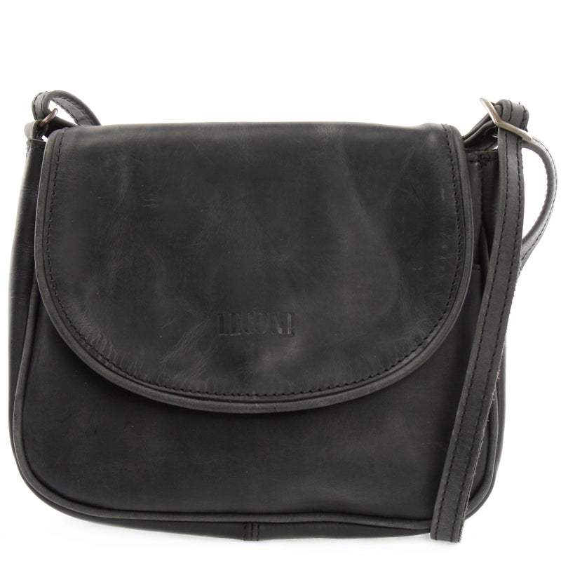 Leconi kleine Damentasche Umhängetasche Ledertasche Leder grau LE3047