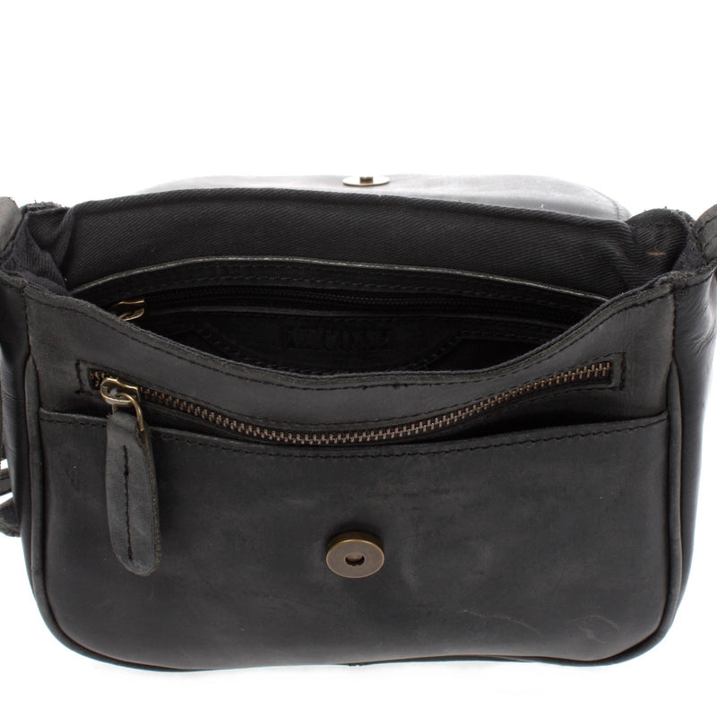 Leconi kleine Damentasche Umhängetasche Ledertasche Leder grau LE3047 Weihnachtsangebot