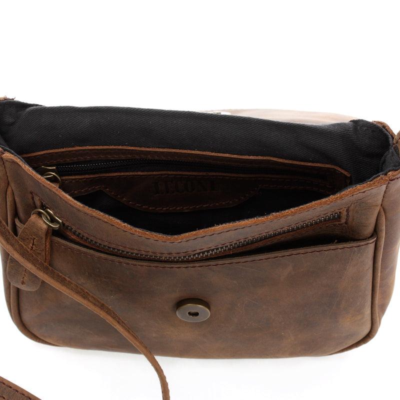 Leconi kleine Umhängetasche Damentasche Leder schlamm LE3047 Osterangebot