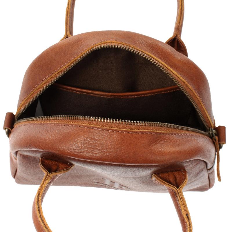 Leconi kleine Henkeltasche Ledertasche Damentasche Leder braun LE3083 Vatertagsangebot