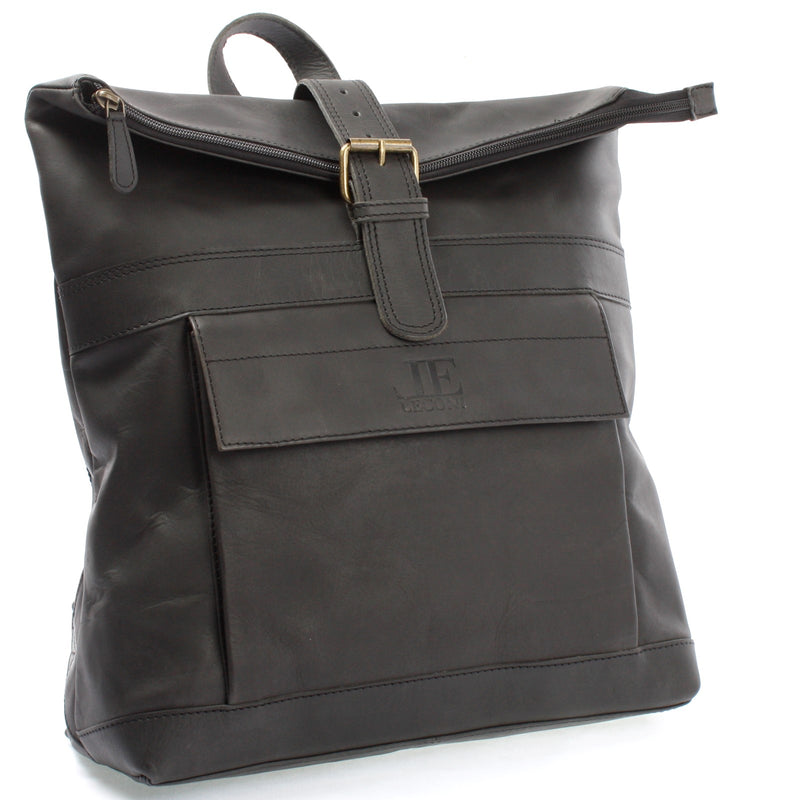 Leconi Roll Top Freizeitrucksack Rucksack Leder dunkelgrau LE1034 Heißer Verkauf