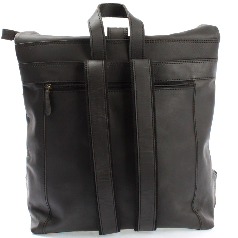 Leconi Roll Top Freizeitrucksack Rucksack Leder dunkelgrau LE1034 Heißer Verkauf