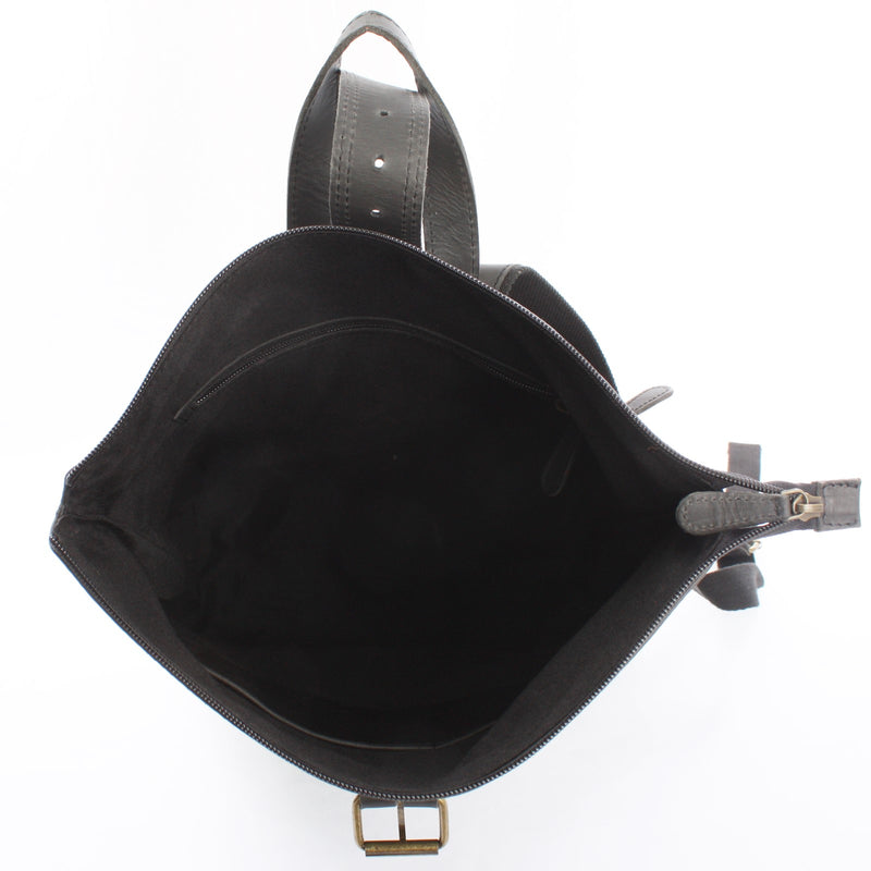 Leconi Roll Top Freizeitrucksack Rucksack Leder dunkelgrau LE1034 Heißer Verkauf