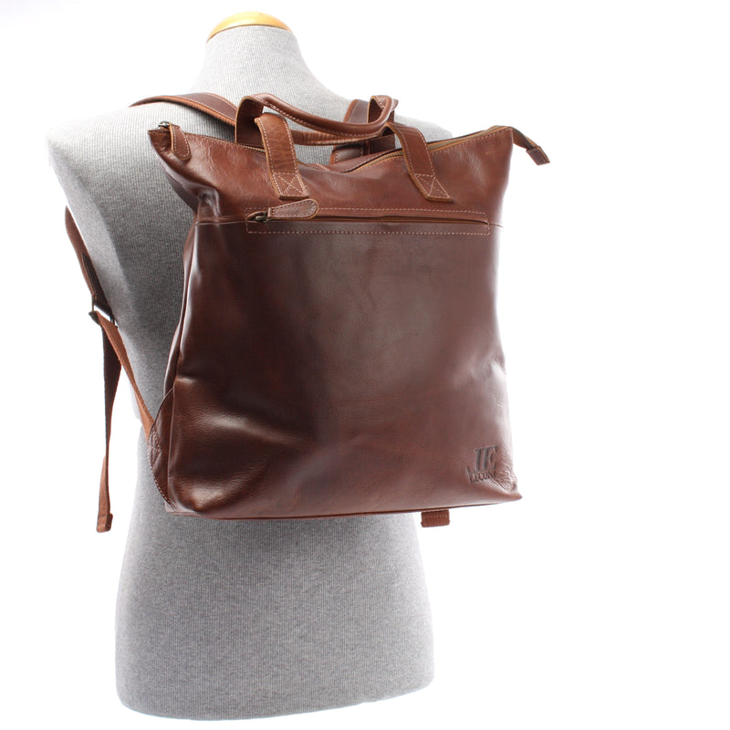Leconi Lederrucksack Cityrucksack Freizeitrucksack Leder braun LE1033 Neueste Mode