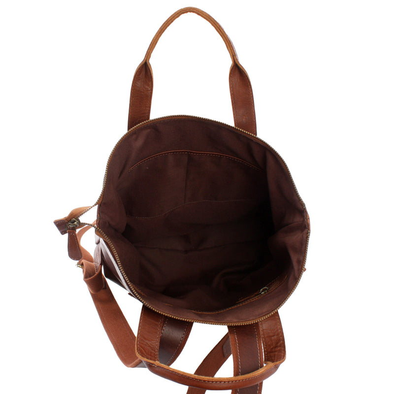 Leconi Lederrucksack Cityrucksack Freizeitrucksack Leder braun LE1033 Neueste Mode