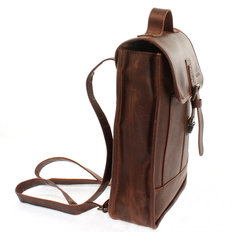 Leconi Freizeitrucksack Lederrucksack Cityrucksack Leder braun LE1030 Online Outlet