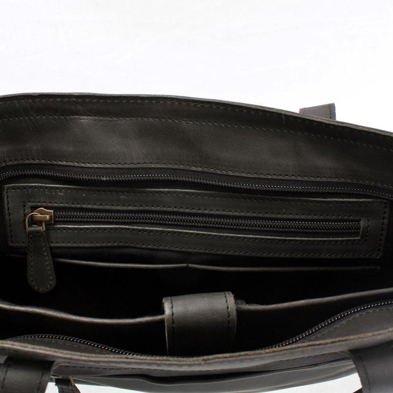 Leconi Schultertasche Damentasche DIN A4 Leder dunkelgrau LE0071 Exklusive Angebote
